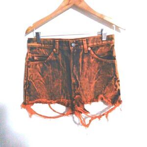 RR Distressed Orange Acid Wash Shorts Size 31 Upcycled